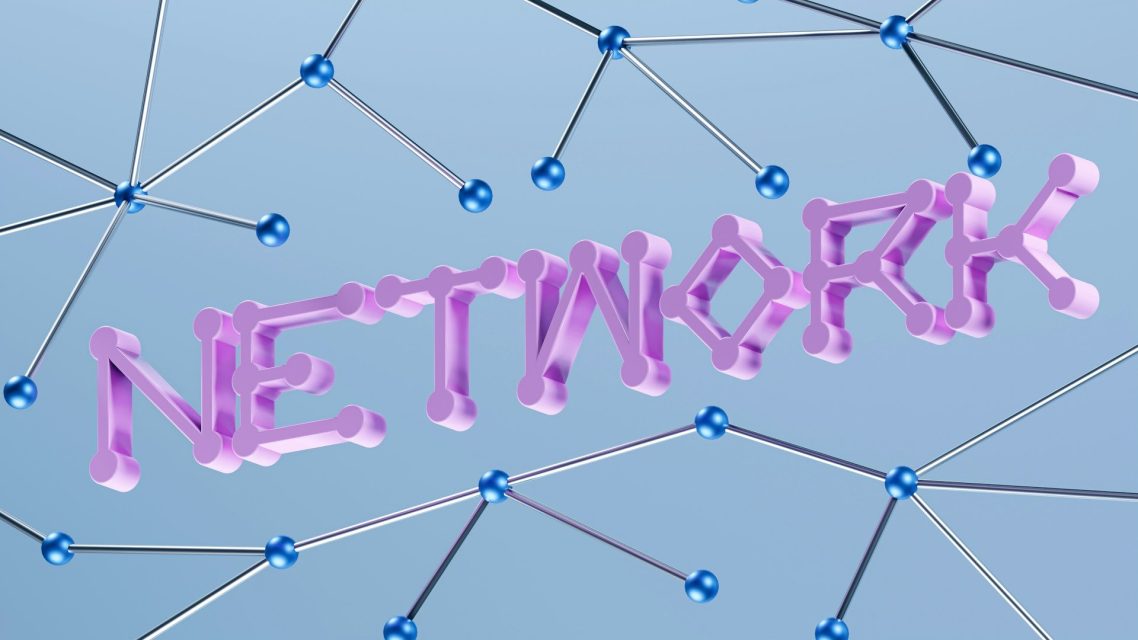 The word "NETWORK" in stylized pink letters amid a blue and white background.